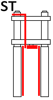 Układ ST - trzy przewody z nowym rozdzielaczem (fabryczny rozdzielacz na stałe połączony z gumowymi przewodami)